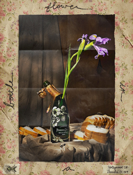 Flower in a Bottle Poster- Champagne