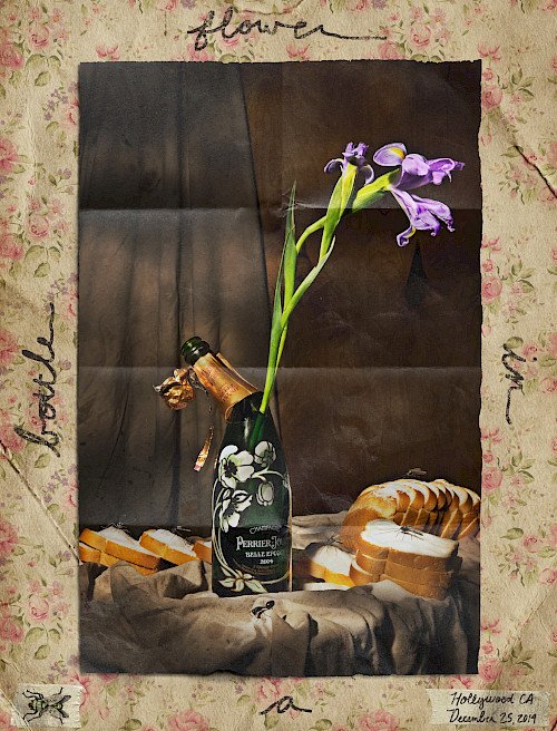 Flower in a Bottle Poster- Champagne